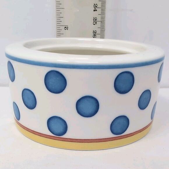 VTG Villeroy & Boch Twist Anna Cream Sugar Set With Lids White Blue Polka Dots - Picture 12 of 12